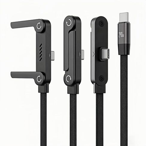 كابل شاحن بحامل غير مرئي 2 في 1 | شحن فائق السرعة بقدرة 240 وات، من USB-C إلى USB-C مع حامل قابل للطي، متوافق مع iPhone وSamsung، مثالي للألعاب والسفر في المكتب والسيارة in Kuwait