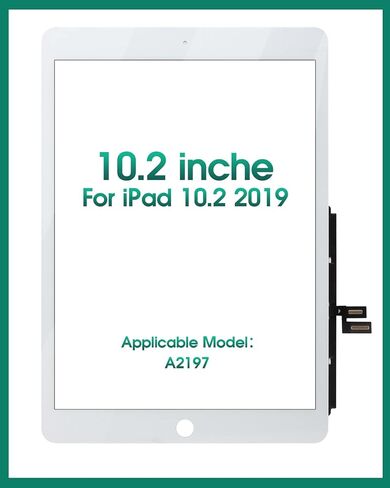 قطعة بديلة للشاشة لجهاز iPad 10.2 بوصة iPad 7 2019 A2197 A2198 A2200 تعمل باللمس مع زجاج أمامي أبيض + لاصق مثبت مسبقًا + مجموعة أدوات in Kuwait