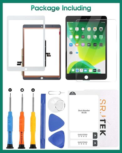 قطعة بديلة للشاشة لجهاز iPad 10.2 بوصة iPad 7 2019 A2197 A2198 A2200 تعمل باللمس مع زجاج أمامي أبيض + لاصق مثبت مسبقًا + مجموعة أدوات in Kuwait