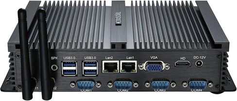 KINGDEL Powerful Mini Desktop Computer, Fanless Industrial PC, i5 Dual Core CPU, 8GB RAM 128GB SSD, 2xNICs, 4xUSB 3.0, 4xCOM RS232, HD Port, Metal Case, WF, Silent Working in Kuwait