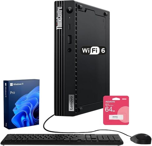 Lenovo ThinkCentre M75q Tiny Business Desktop, AMD Ryzen 5 Pro 5650GE, 16GB RAM, 512GB SSD, Support 2-Monitor 4K, HDMI, DP, Wi-Fi 6, Wired KB & Mouse, Windows 11 Pro, Bundle ADATA 64GB Flash Drive in Kuwait