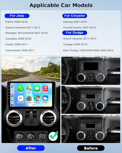 OHREX Car Radio for Jeep Wrangler JK 2007-2018 Compass Grand Cherokee Dodge Ram 1500 Upgrade Stereo with Wireless CarPlay Android Auto Backup Camera in Kuwait