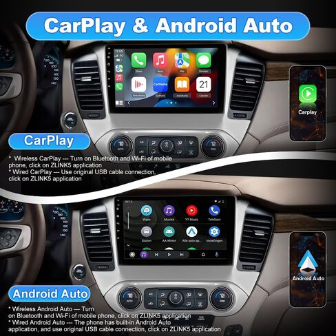 راديو سيارة 10.1 بوصة 8 النواة لسيارة Chevy Suburban Tahoe 2015-2019 (4GB+64GB)، ستيريو Android 15 مع CarPlay اللاسلكي Android Auto FM AM BT GPS SWC in Kuwait
