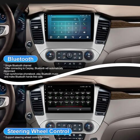 راديو سيارة 10.1 بوصة 8 النواة لسيارة Chevy Suburban Tahoe 2015-2019 (4GB+64GB)، ستيريو Android 15 مع CarPlay اللاسلكي Android Auto FM AM BT GPS SWC in Kuwait