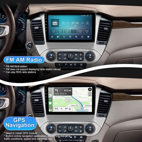 راديو سيارة 10.1 بوصة 8 النواة لسيارة Chevy Suburban Tahoe 2015-2019 (4GB+64GB)، ستيريو Android 15 مع CarPlay اللاسلكي Android Auto FM AM BT GPS SWC in Kuwait
