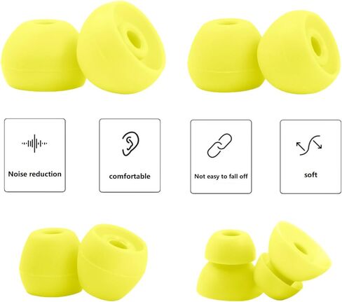 رؤوس أذن بديلة متوافقة مع Beats Flex، 4 أزواج من وسائد الأذن البديلة من السيليكون لمجموعة سماعات الأذن اللاسلكية Beats Flex - صغيرة ومتوسطة وكبيرة ومزدوجة الحافة (أصفر يوزو) in Kuwait