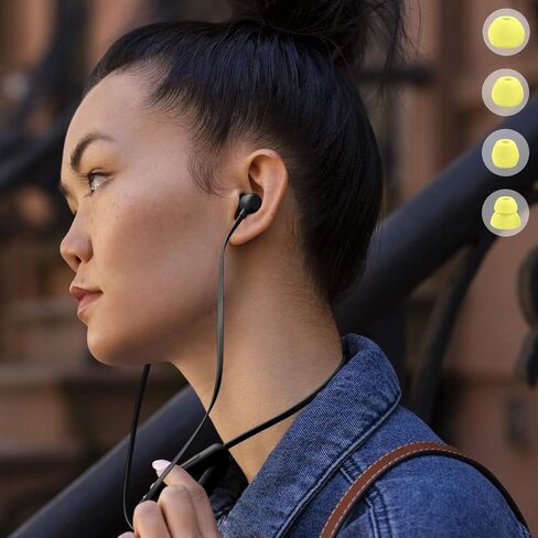 رؤوس أذن بديلة متوافقة مع Beats Flex، 4 أزواج من وسائد الأذن البديلة من السيليكون لمجموعة سماعات الأذن اللاسلكية Beats Flex - صغيرة ومتوسطة وكبيرة ومزدوجة الحافة (أصفر يوزو) in Kuwait