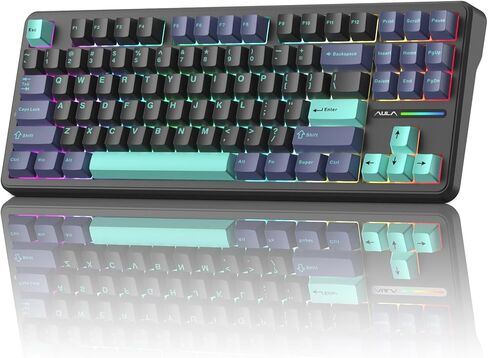 Aula AU75 Wireless Mechanical Keyboard, Hot Swap Gasket Gaming Keyboard with Knob, BT/2.4G/Wired Custom Keyboard, 4000mAh Battery, 75% Five-Layer Padding PBT Keycaps, RGB Side-Strip for Win/Mac/PC in Kuwait