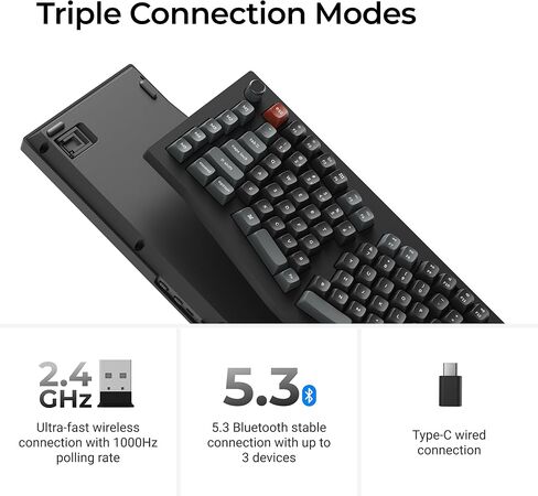 Keychron V10 Ultra 8K Wireless Mechanical Keyboard, 75% Alice Ergonomic Layout, 8000Hz 2.4GHz/Bluetooth 5.3/USB-C Wired, Hot-Swappable ZMK Custom Keyboard with Knob for Mac & Windows in Kuwait