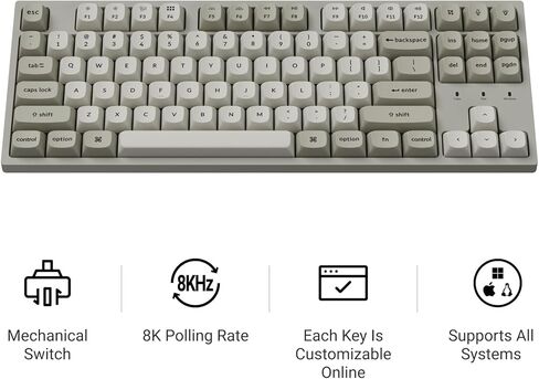 Keychron C1 Pro 8K QMK Wired Custom Mechanical Keyboard, TKL Layout Launcher Support with Hot-Swappable Super Brown Switch, PBT Keycaps Compatible for Mac Windows Linux in Kuwait