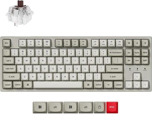Keychron C1 Pro 8K QMK Wired Custom Mechanical Keyboard, TKL Layout Launcher Support with Hot-Swappable Super Brown Switch, PBT Keycaps Compatible for Mac Windows Linux in Kuwait