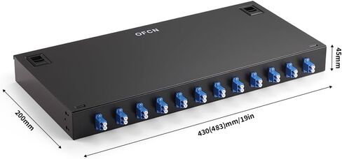 1U 19 inches Racks Cabinet LC-UPC 24 Ports Rack Mount Fiber Termination Box Include 12 pcs LC SM Duplex adaptors, 1pc 24 cores Splice Tray 24 pcs Singlemode Pigtails 1M Cables Spool, Accessories in Kuwait