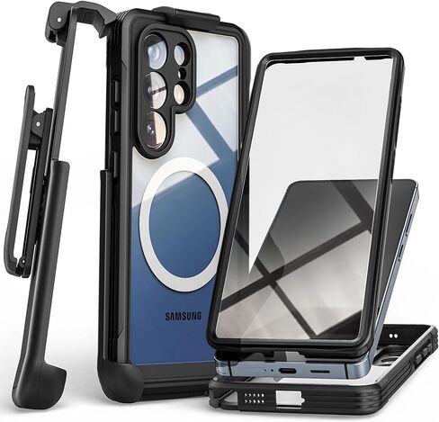 Encased for Samsung Galaxy S26 Ultra Phone Case with Belt Clip Holster - 360° Full-Body Protection with Built-in Screen Protector, Black in Kuwait