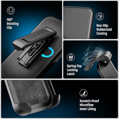 Encased for Samsung Galaxy S26 Ultra Phone Case with Belt Clip Holster - 360° Full-Body Protection with Built-in Screen Protector, Black in Kuwait