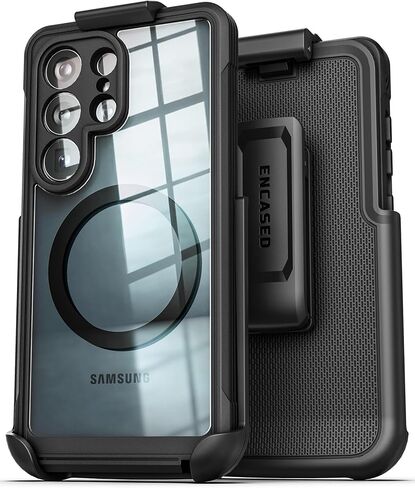 Encased for Samsung Galaxy S26 Ultra Phone Case with Belt Clip Holster - 360° Full-Body Protection with Built-in Screen Protector, Black in Kuwait