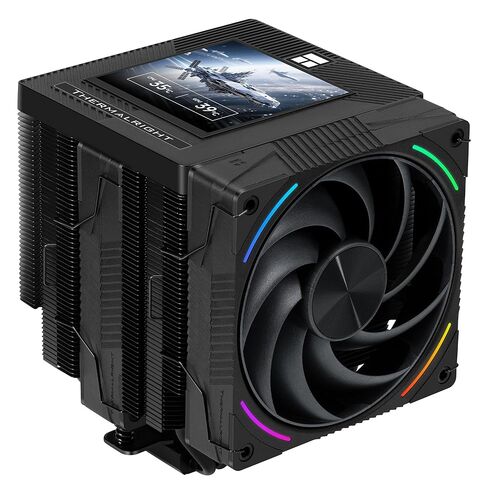 مبرد وحدة المعالجة المركزية Thermalright Phantom Spirit 120 Vision EVO، شاشة IPS LCD 3.95 بوصة، 7 أنابيب حرارية، مروحة PWM 120 مم مع شفرات LCP، برج مزدوج 160 مم، لـ Intel LGA1851/1700 وAMD AM5/AM4 (أسود) in Kuwait