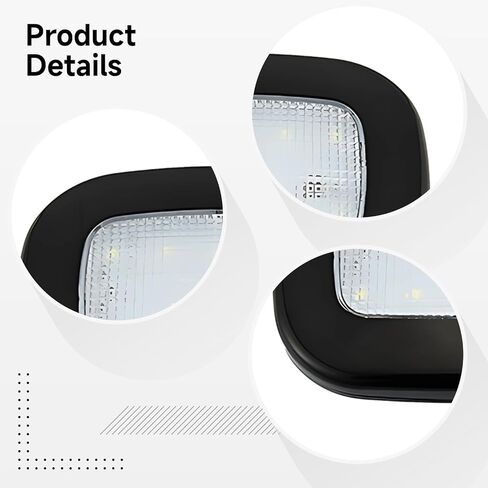 ضوء قبة قابل لإعادة الشحن عبر USB للسيارة، مصباح سقف LED، 4.7 × 3.5 بوصة، أضواء للقراءة، غلاف أسود، ضوء أبيض in Kuwait