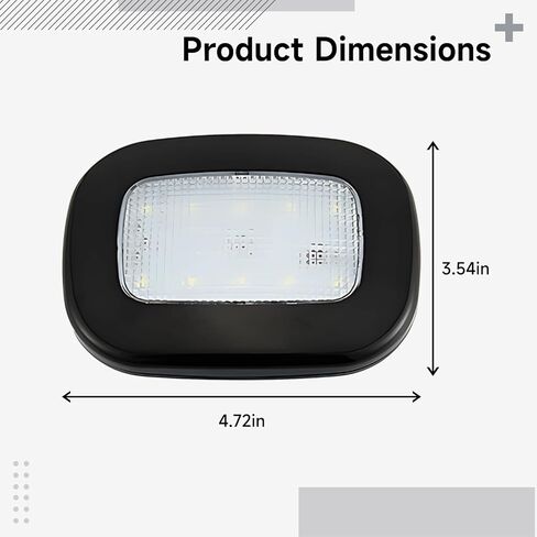 ضوء قبة قابل لإعادة الشحن عبر USB للسيارة، مصباح سقف LED، 4.7 × 3.5 بوصة، أضواء للقراءة، غلاف أسود، ضوء أبيض in Kuwait