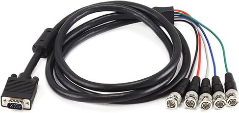 AYA 6Ft (6 Feet) Coaxial HD15 VGA to 5 BNC RGBHV Male to Male Cable with Ferrites in Kuwait