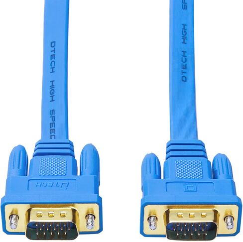 DTech VGA Cable Male to Male 15 pin Monitor Cord Ultra 10m Long Slim Flat Wire Gold Plated Connector for Computer Projector SVGA Video (32 Feet, Blue) in Kuwait