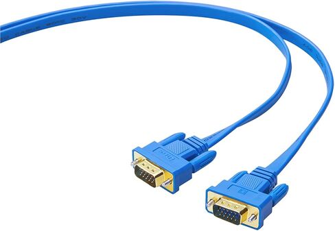 DTech VGA Cable Male to Male 15 pin Monitor Cord Ultra 10m Long Slim Flat Wire Gold Plated Connector for Computer Projector SVGA Video (32 Feet, Blue) in Kuwait