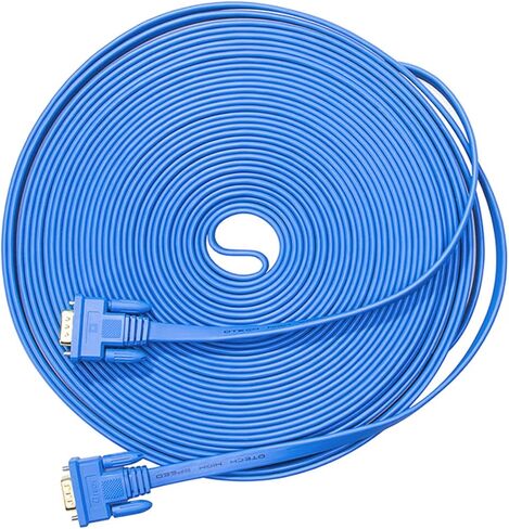 DTech VGA Cable Male to Male 15 pin Monitor Cord Ultra 10m Long Slim Flat Wire Gold Plated Connector for Computer Projector SVGA Video (32 Feet, Blue) in Kuwait