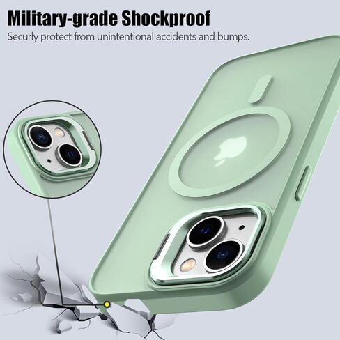 Nvollnoe for iPhone 15 Case Compatible with MagSafe Military Grade Shockproof Heavy Duty Protective Adjustable Kickstand Matte Semi Clear Phone Case for iPhone 15(Mint) in Kuwait