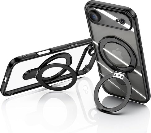حافظة مغناطيسية لهاتف iPhone 17 Pro Max شفافة، حامل حلقي غير مرئي، واقي عدسة كاميرا مدمج، متوافق مع MagSafe، حافظة مقاومة للصدمات لهاتف 17 ProMax، برتقالي in Kuwait