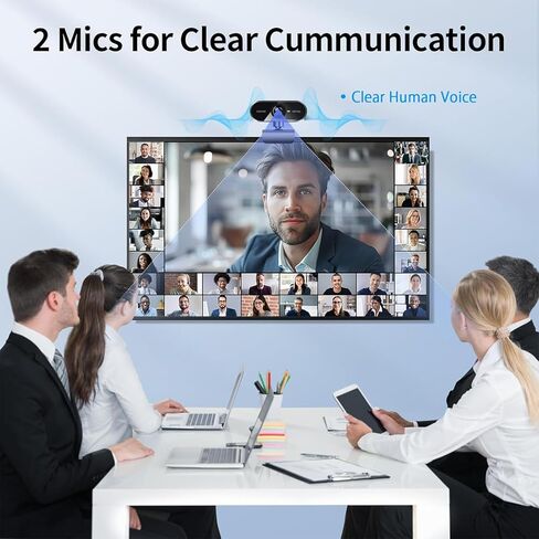 1080P Webcam with Microphone, Video Calling Web Camera, Wide-Angle Lens, Auto Light Correction, Plug & Play USB Webcam for Meetings, Streaming, for Laptop, Desktop, PC, Mac, Zoom, Skype, Black in Kuwait