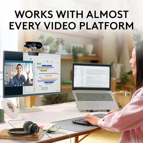 1080P Webcam with Microphone, Video Calling Web Camera, Wide-Angle Lens, Auto Light Correction, Plug & Play USB Webcam for Meetings, Streaming, for Laptop, Desktop, PC, Mac, Zoom, Skype, Black in Kuwait