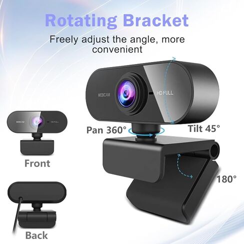1080P Webcam with Microphone, Video Calling Web Camera, Wide-Angle Lens, Auto Light Correction, Plug & Play USB Webcam for Meetings, Streaming, for Laptop, Desktop, PC, Mac, Zoom, Skype, Black in Kuwait