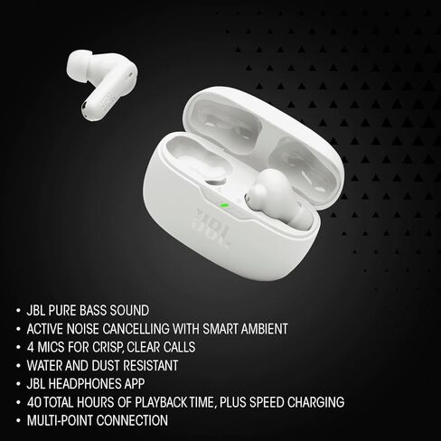 JBL Vibe Beam 2 - سماعات أذن لاسلكية حقيقية لإلغاء الضوضاء، صوت جهير نقي وتقنية محيطة ذكية باللون الأسود (متجددة) in Kuwait