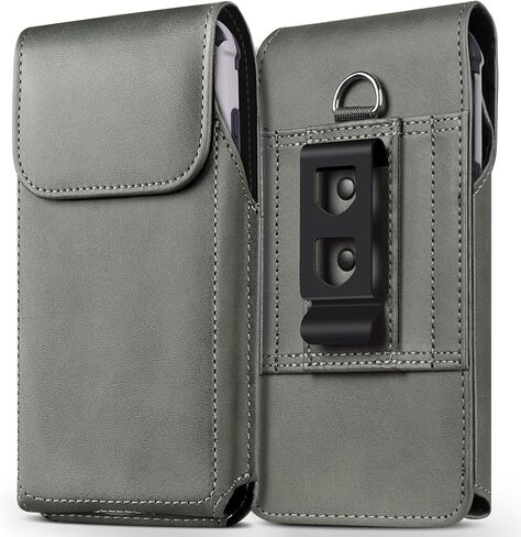 Holster Compatible with Google Pixel 9/10 Pro XL Leather Cell Phone Belt Holder Case with Clip and Magnetic Closure for Men Women (Fits Protective Cover on), Grey in Kuwait