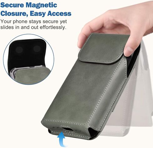 Holster Compatible with Google Pixel 9/10 Pro XL Leather Cell Phone Belt Holder Case with Clip and Magnetic Closure for Men Women (Fits Protective Cover on), Grey in Kuwait
