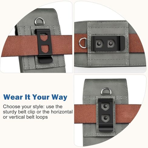 Holster Compatible with Google Pixel 9/10 Pro XL Leather Cell Phone Belt Holder Case with Clip and Magnetic Closure for Men Women (Fits Protective Cover on), Grey in Kuwait