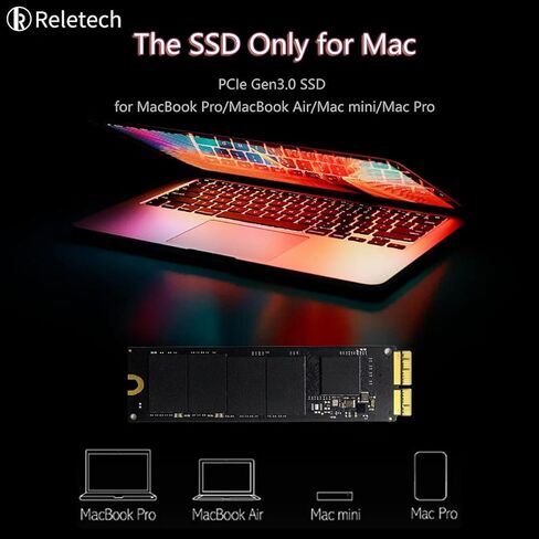 محرك أقراص الحالة الصلبة NVMe M.2 Gen 3x4 بسعة 512 جيجابايت، سرعة قراءة تصل إلى 2200 ميجابايت/ثانية وكتابة 1650 ميجابايت/ثانية لجهاز MacBook Air (منتصف 2013-2017) MacBook Pro (Retina، أواخر 2013 - منتصف 2015 (P400M، 512 جيجابايت) in Kuwait