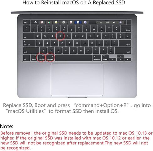 محرك أقراص الحالة الصلبة NVMe M.2 Gen 3x4 بسعة 512 جيجابايت، سرعة قراءة تصل إلى 2200 ميجابايت/ثانية وكتابة 1650 ميجابايت/ثانية لجهاز MacBook Air (منتصف 2013-2017) MacBook Pro (Retina، أواخر 2013 - منتصف 2015 (P400M، 512 جيجابايت) in Kuwait