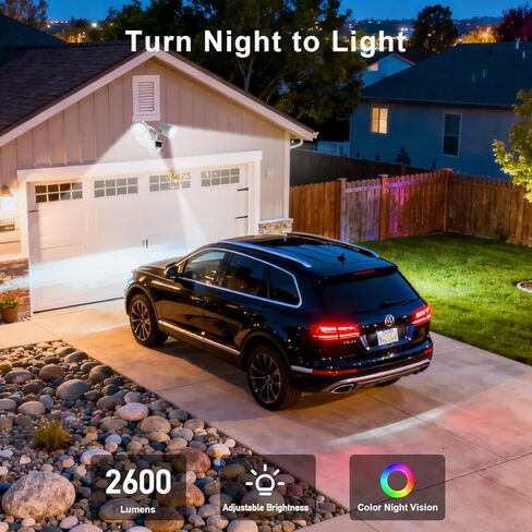 Swann 4K Floodlight Security Camera,Security Camera Outdoor with a 32GB Micro SD Card, 2-Way Talk, 2600 Lumens, Motion Detection, Color Night Vision, Wired, Waterproof in Kuwait