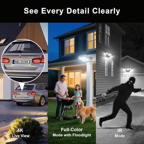Swann 4K Floodlight Security Camera,Security Camera Outdoor with a 32GB Micro SD Card, 2-Way Talk, 2600 Lumens, Motion Detection, Color Night Vision, Wired, Waterproof in Kuwait