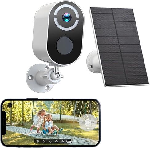 4MP QHD Solar Security Camera with WiFi, Full Color Night Vision, PIR Motion Detection, Two-Way Audio, IP66 Waterproof, 2.4GHz Indoor Outdoor Home Surveillance in Kuwait