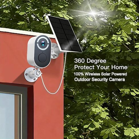 4MP QHD Solar Security Camera with WiFi, Full Color Night Vision, PIR Motion Detection, Two-Way Audio, IP66 Waterproof, 2.4GHz Indoor Outdoor Home Surveillance in Kuwait