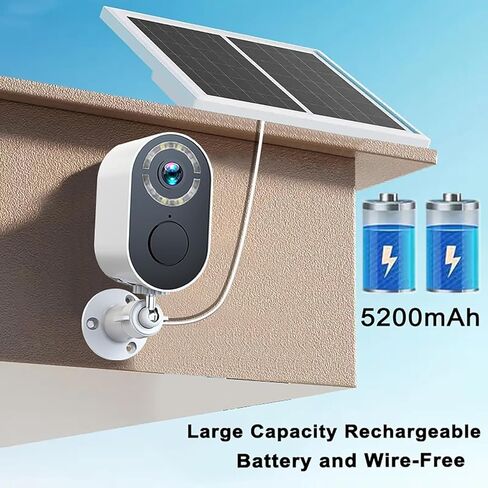 4MP QHD Solar Security Camera with WiFi, Full Color Night Vision, PIR Motion Detection, Two-Way Audio, IP66 Waterproof, 2.4GHz Indoor Outdoor Home Surveillance in Kuwait
