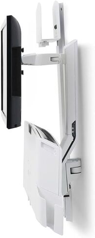Ergotron SV Combo Adjustable Single Arm Worksurface & Pan, Small CPU Holder, 24-inch Screen Support, White (45-594-216) in Kuwait