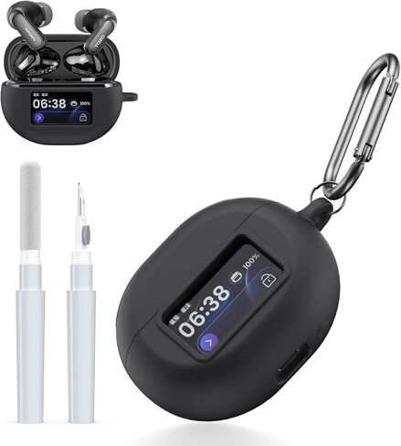 غطاء حافظة TOZ0 NC20 Pro/TOZ0 NC20 مع مجموعة أدوات تنظيف، غطاء تصميم مرئي من السيليكون المقاوم للصدمات مع حلقة شحن لسماعات الأذن TOZ0 NC20 Pro/NC20 مع حلقة تسلق - أسود in Kuwait