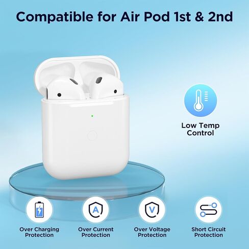 حافظة شحن بديلة لأجهزة AirPods الجيل الأول/ الثاني، حافظة شاحن لاسلكي لأجهزة Air Pod 1/2 Gen مع زر مزامنة بلوتوث، بدون سماعات أذن (منفذ على شكل حرف L) in Kuwait