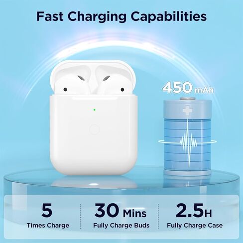 حافظة شحن بديلة لأجهزة AirPods الجيل الأول/ الثاني، حافظة شاحن لاسلكي لأجهزة Air Pod 1/2 Gen مع زر مزامنة بلوتوث، بدون سماعات أذن (منفذ على شكل حرف L) in Kuwait