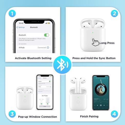 حافظة شحن بديلة لأجهزة AirPods الجيل الأول/ الثاني، حافظة شاحن لاسلكي لأجهزة Air Pod 1/2 Gen مع زر مزامنة بلوتوث، بدون سماعات أذن (منفذ على شكل حرف L) in Kuwait