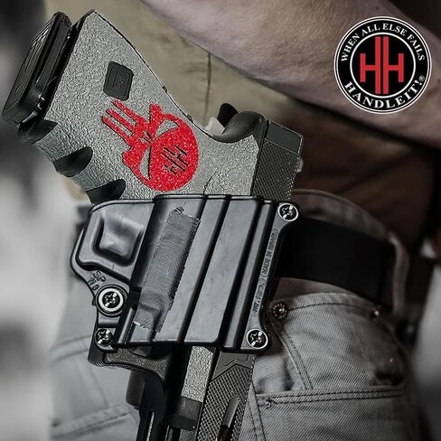 غطاء مقبض مسدس Handleitgrips، سهل التركيب، غير قابل للانزلاق، نمط لاصق، افعل ذلك بنفسك، متوافق مع Glock 19/23 Gen 3 مطاط رمادي مزخرف، مملوك للمحاربين القدامى، صنع في الولايات المتحدة الأمريكية in Kuwait