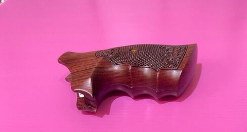 Hardwood Handgun Grips Compatible with Smith and Wesson K/L Frame Square Butt Revolvers Finger Groove Checkered Design Deluxe Classic Handmade Craft Handcraft in Kuwait