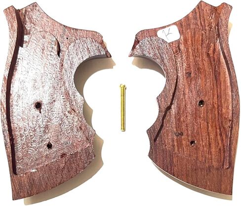 Hardwood Handgun Grips Compatible with Smith and Wesson K/L Frame Square Butt Revolvers Finger Groove Checkered Design Deluxe Classic Handmade Craft Handcraft in Kuwait